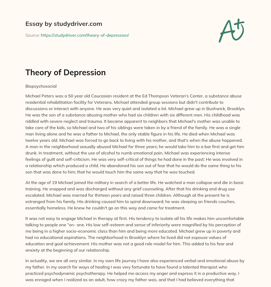 Theory of Depression essay