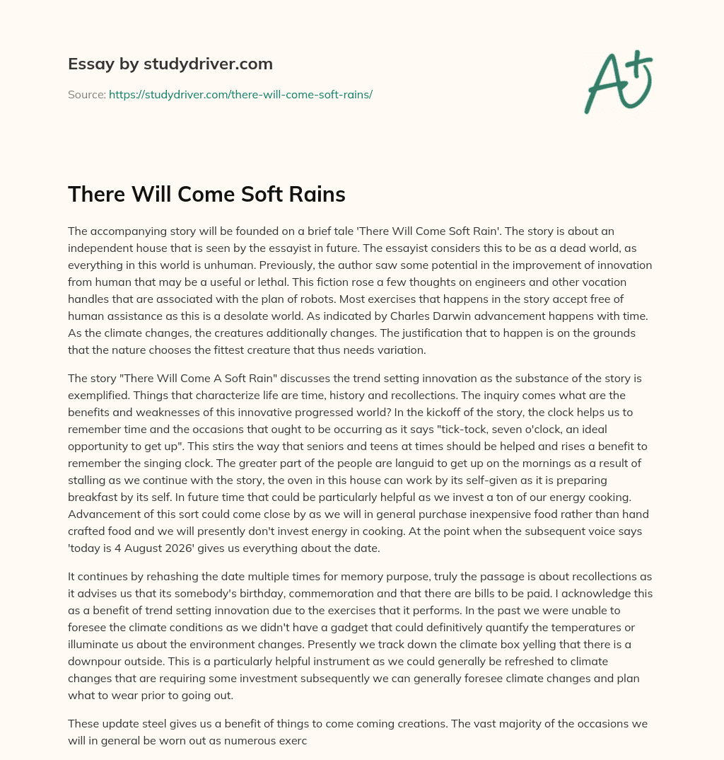 There Will Come Soft Rains essay