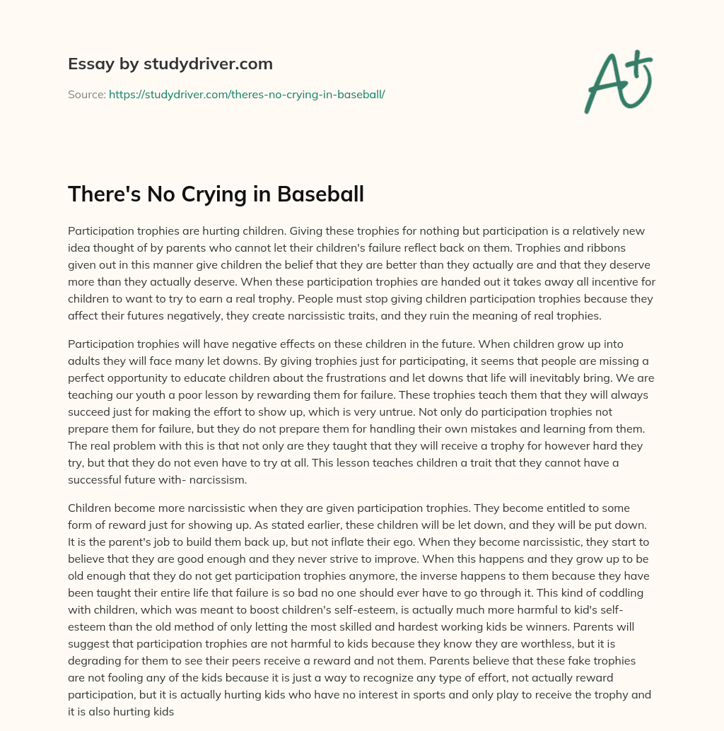 There’s no Crying in Baseball essay