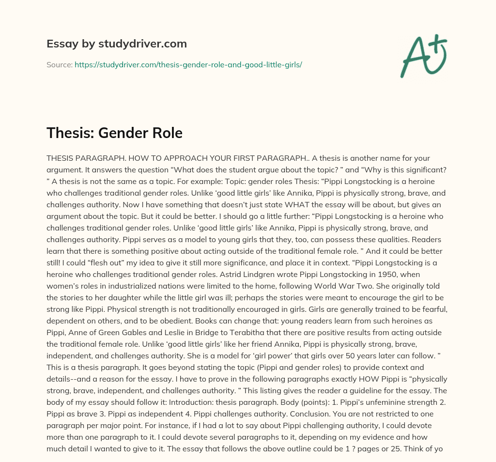 Thesis: Gender Role essay