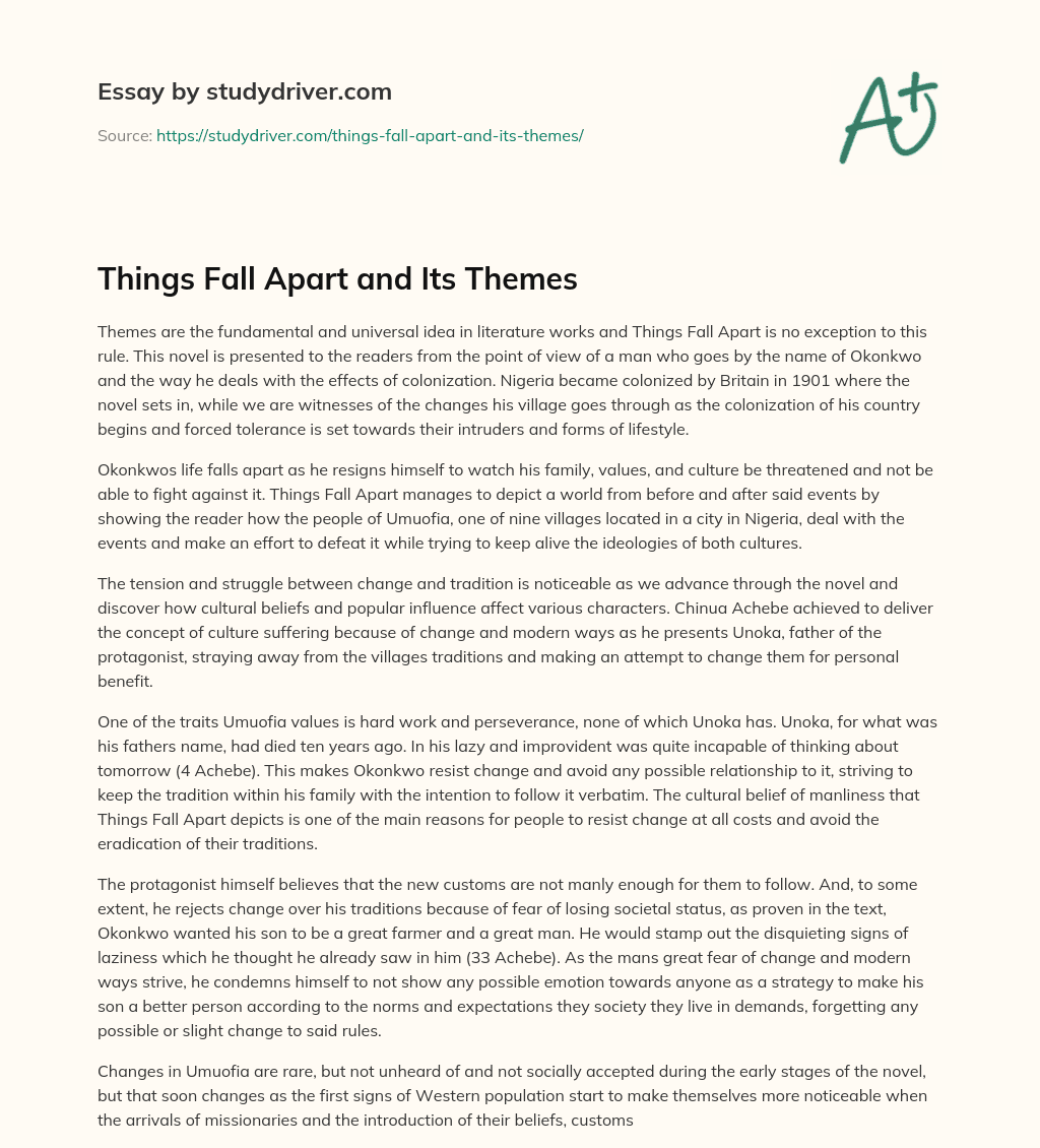 Things Fall Apart and its Themes essay