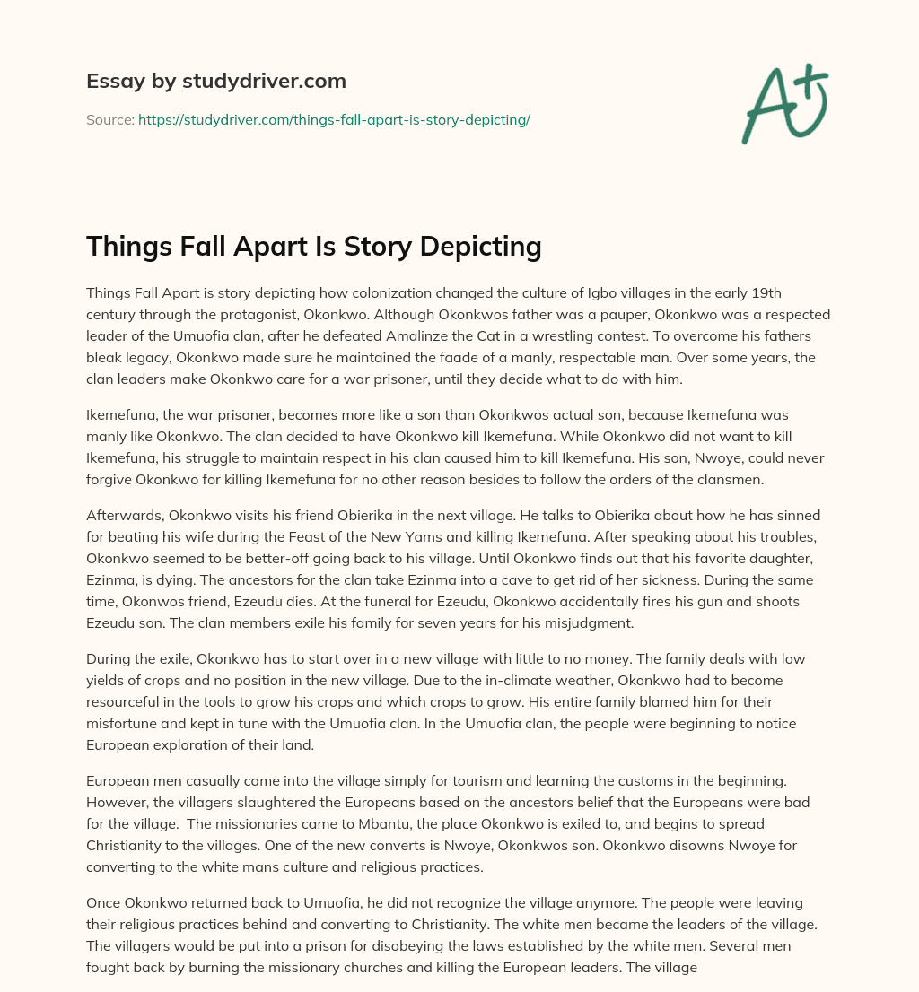 Things Fall Apart is Story Depicting essay