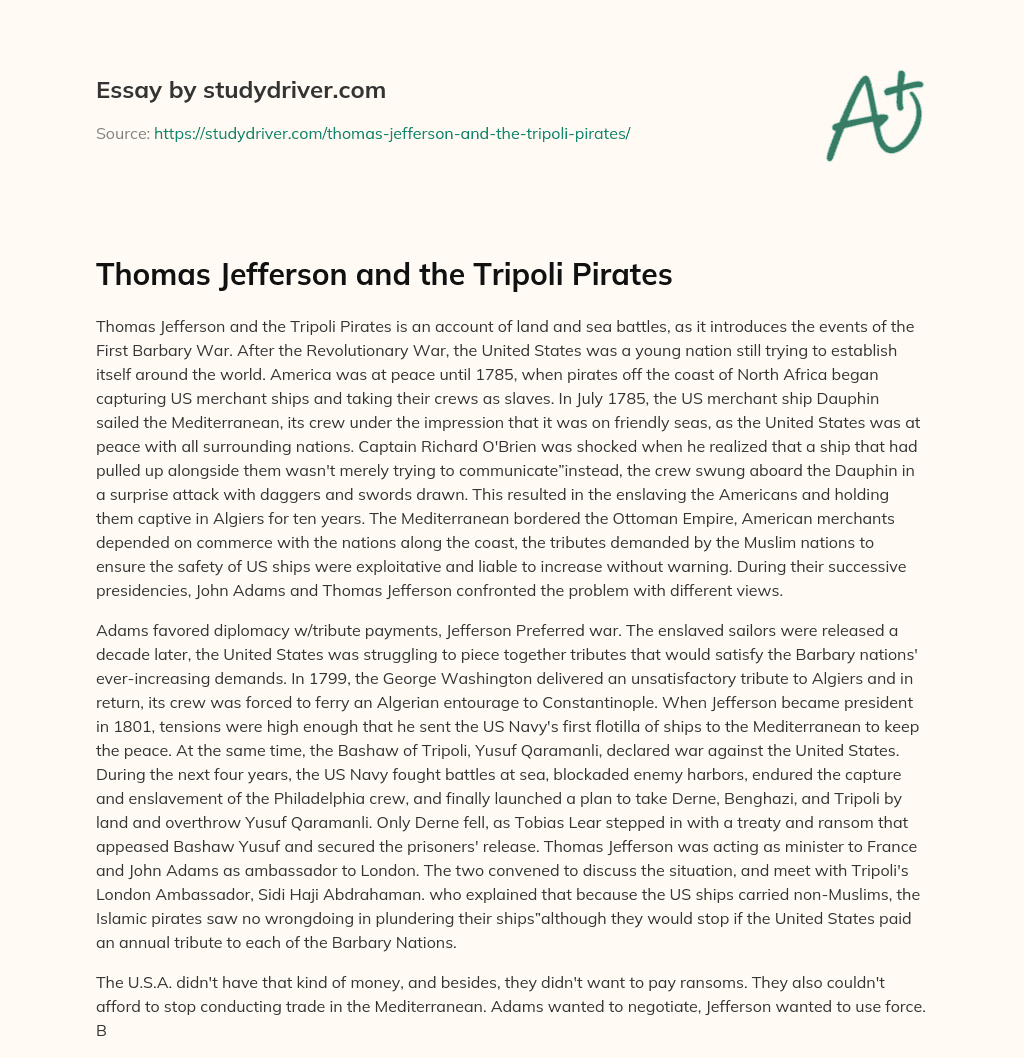 Thomas Jefferson and the Tripoli Pirates essay