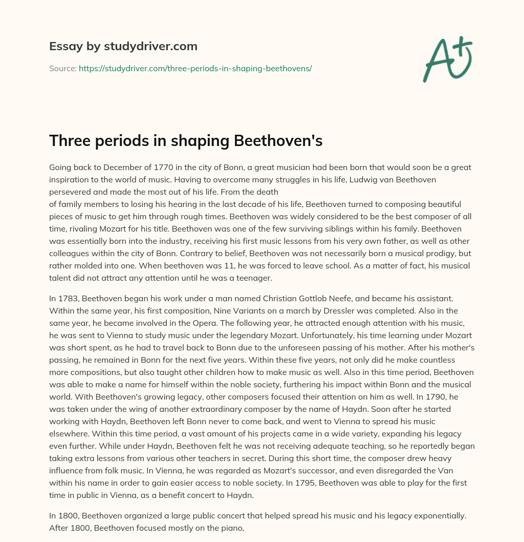Three Periods in Shaping Beethoven’s essay