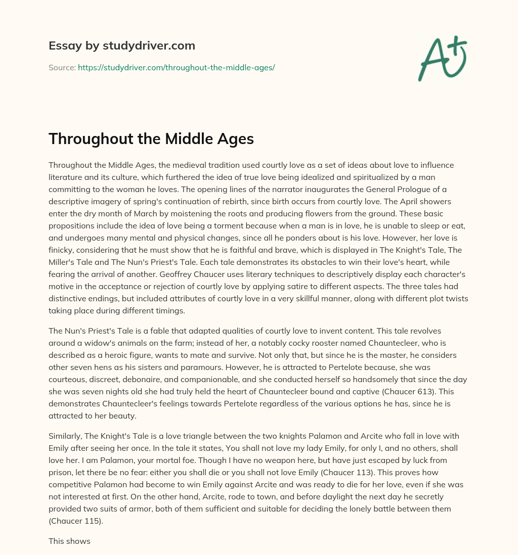 Throughout the Middle Ages essay