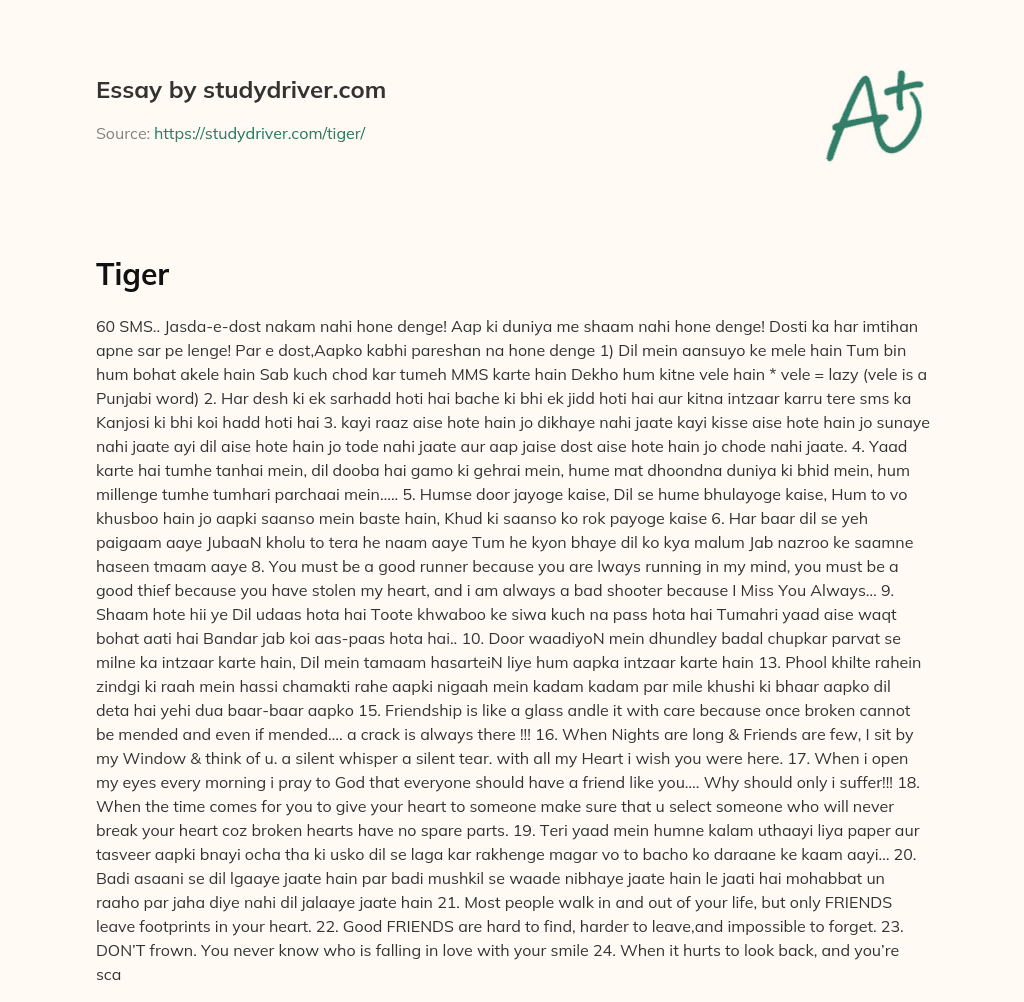Tiger essay