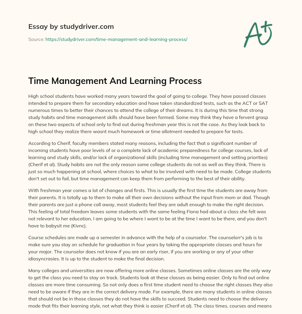 Time Management and Learning Process essay