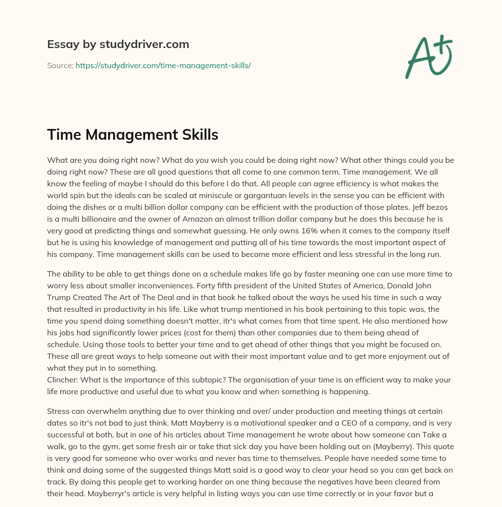 Time Management Skills essay