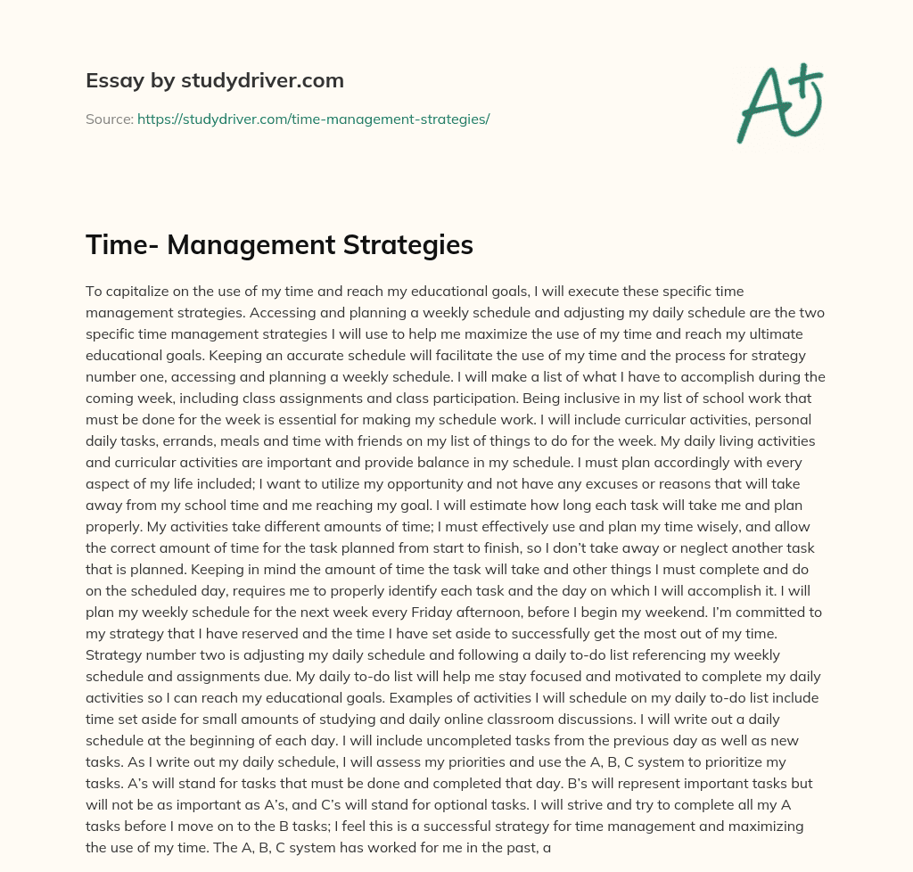Time- Management Strategies essay