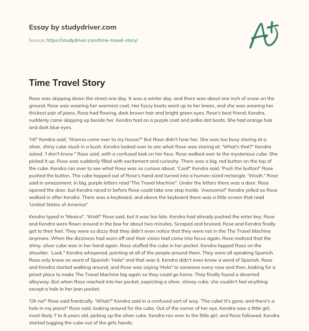 Time Travel Story Free Essay Example StudyDriver