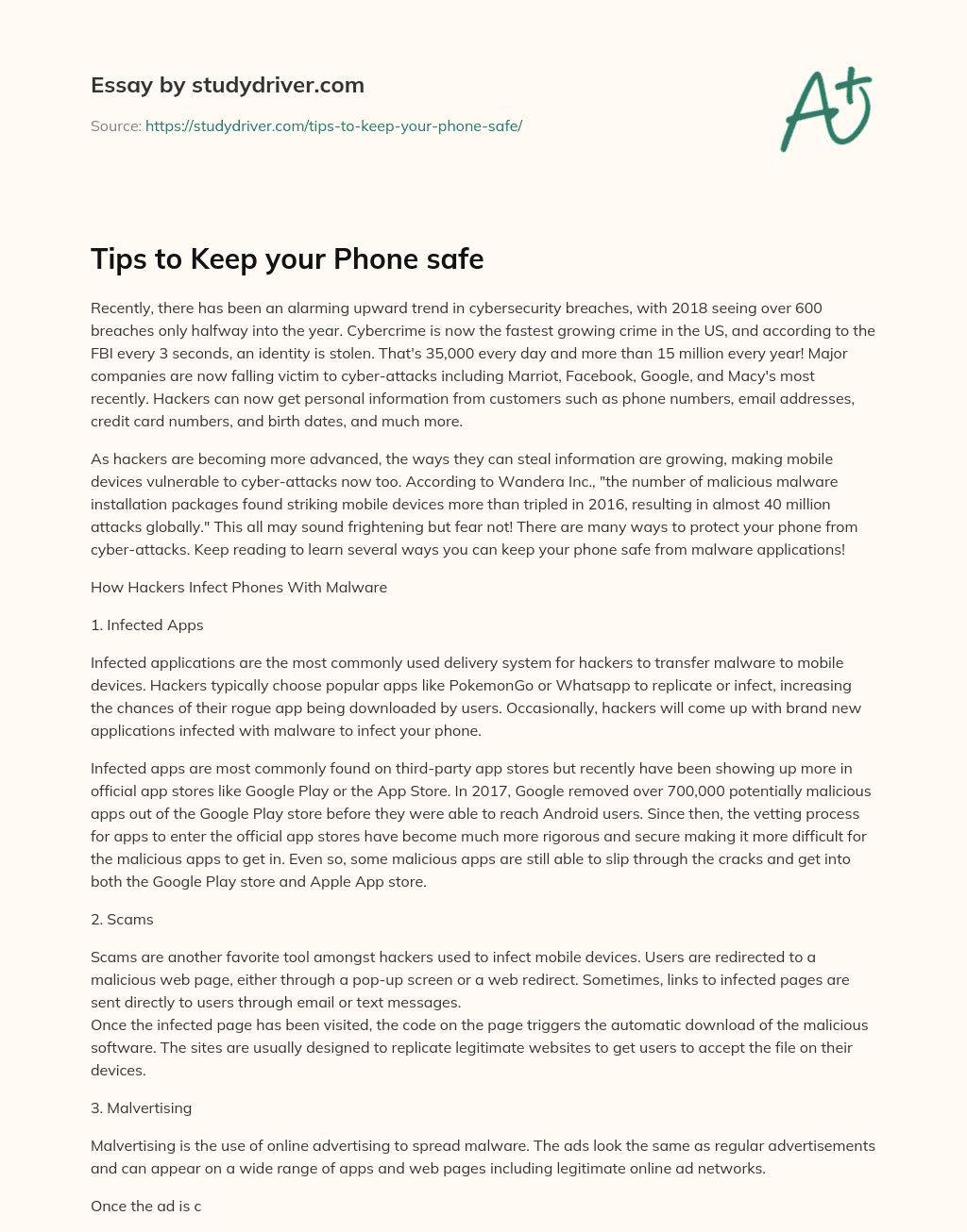 Tips to Keep your Phone Safe essay