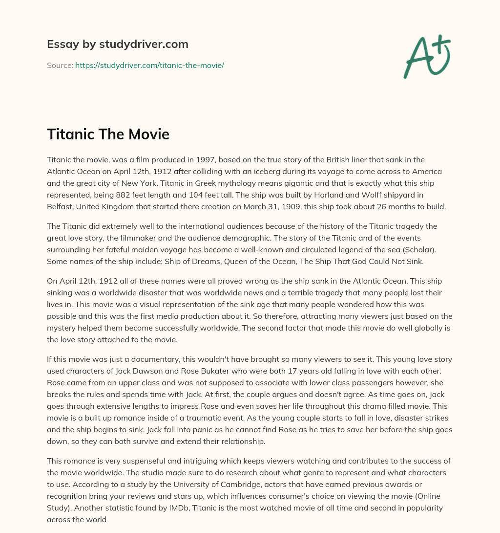 Titanic the Movie essay