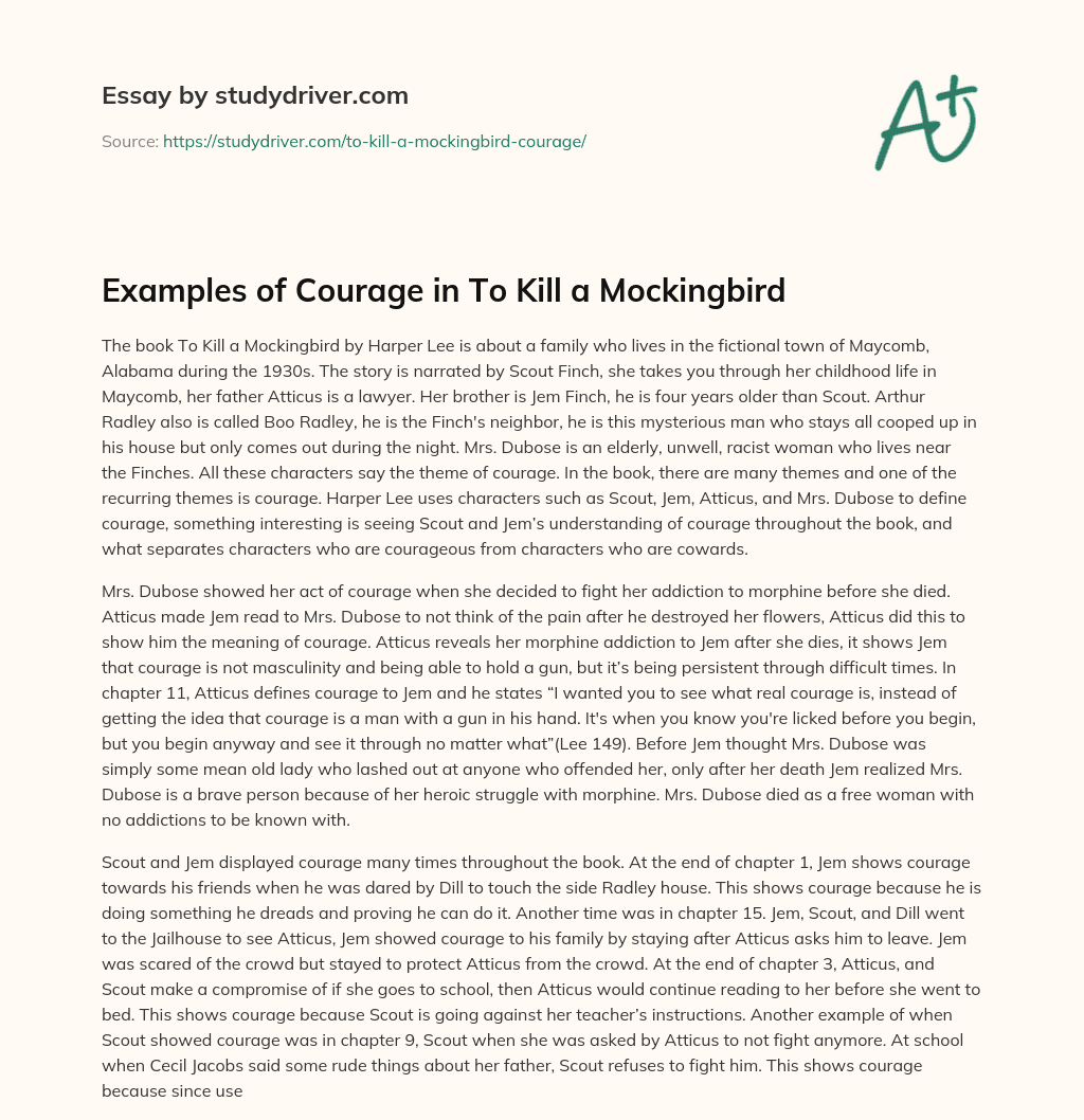 Examples of Courage in to Kill a Mockingbird essay