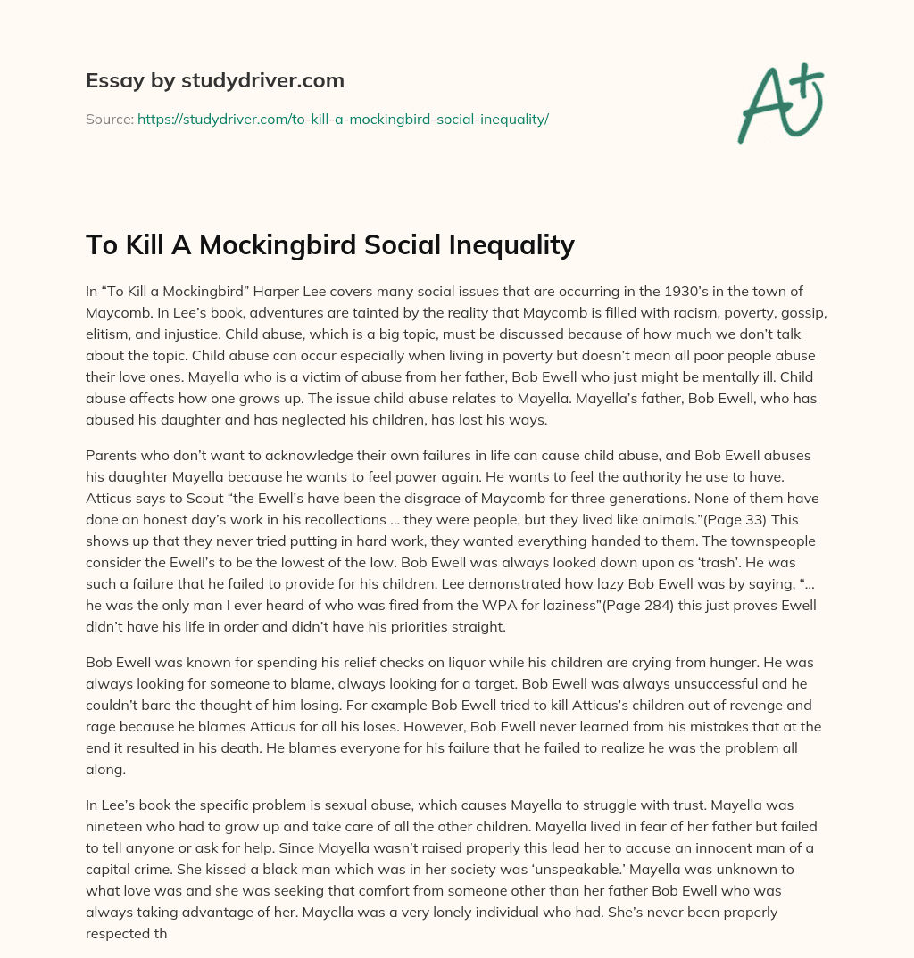 To Kill a Mockingbird Social Inequality essay