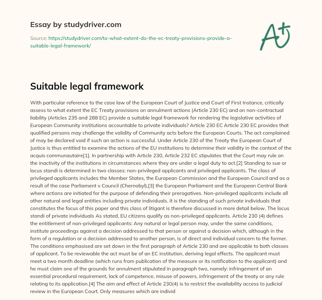 Suitable Legal Framework essay