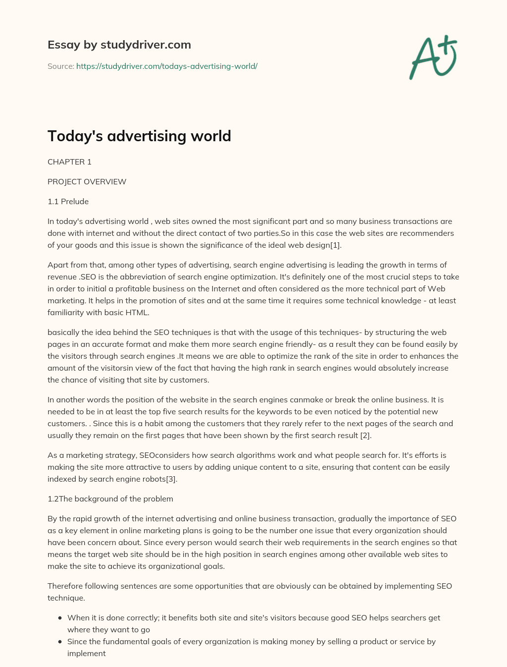 Today’s Advertising World essay