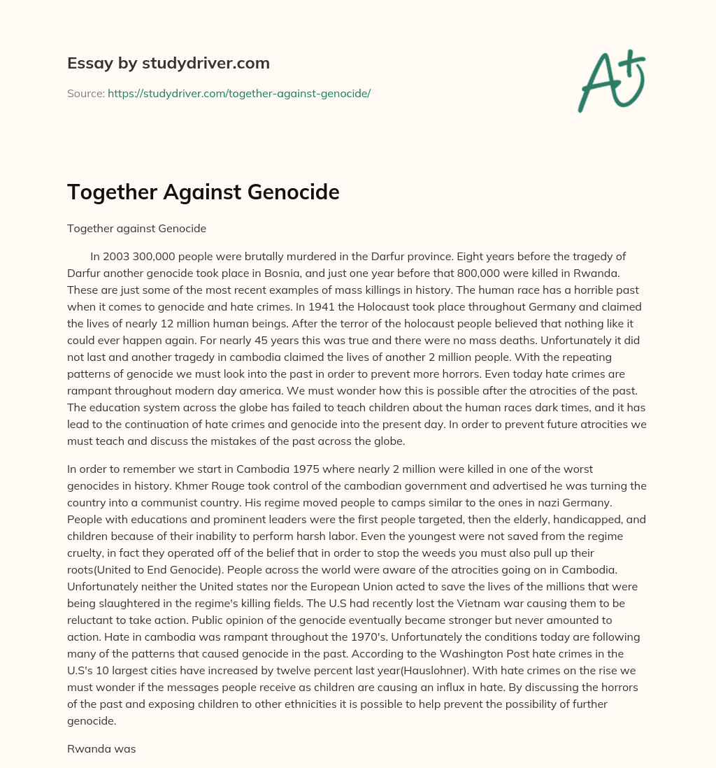Together against Genocide essay