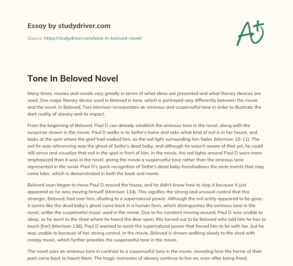 Tone in Beloved Novel essay