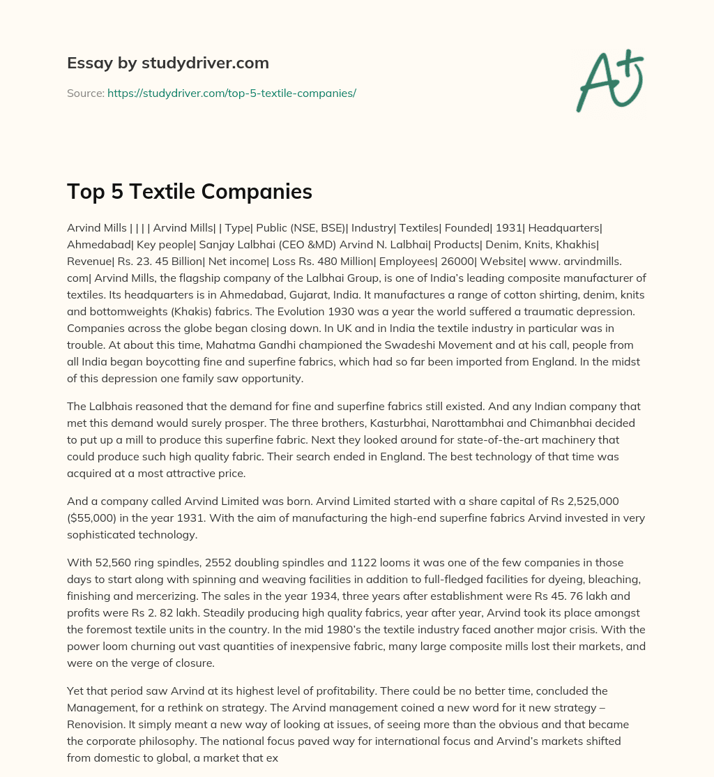 Top 5 Textile Companies essay