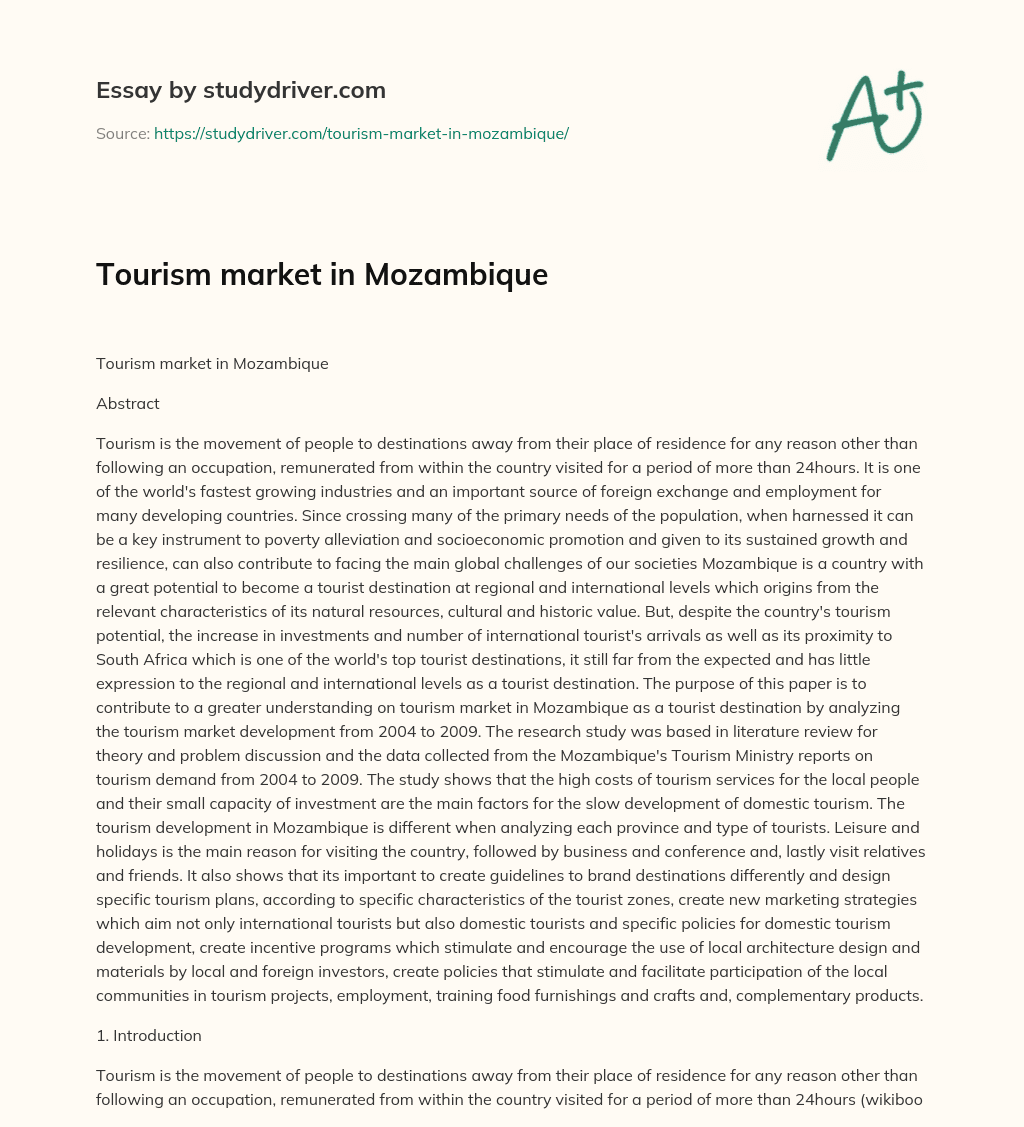 Tourism Market in Mozambique essay