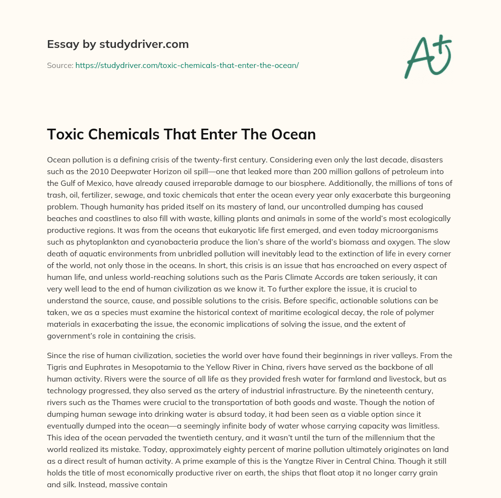Toxic Chemicals that Enter the Ocean essay
