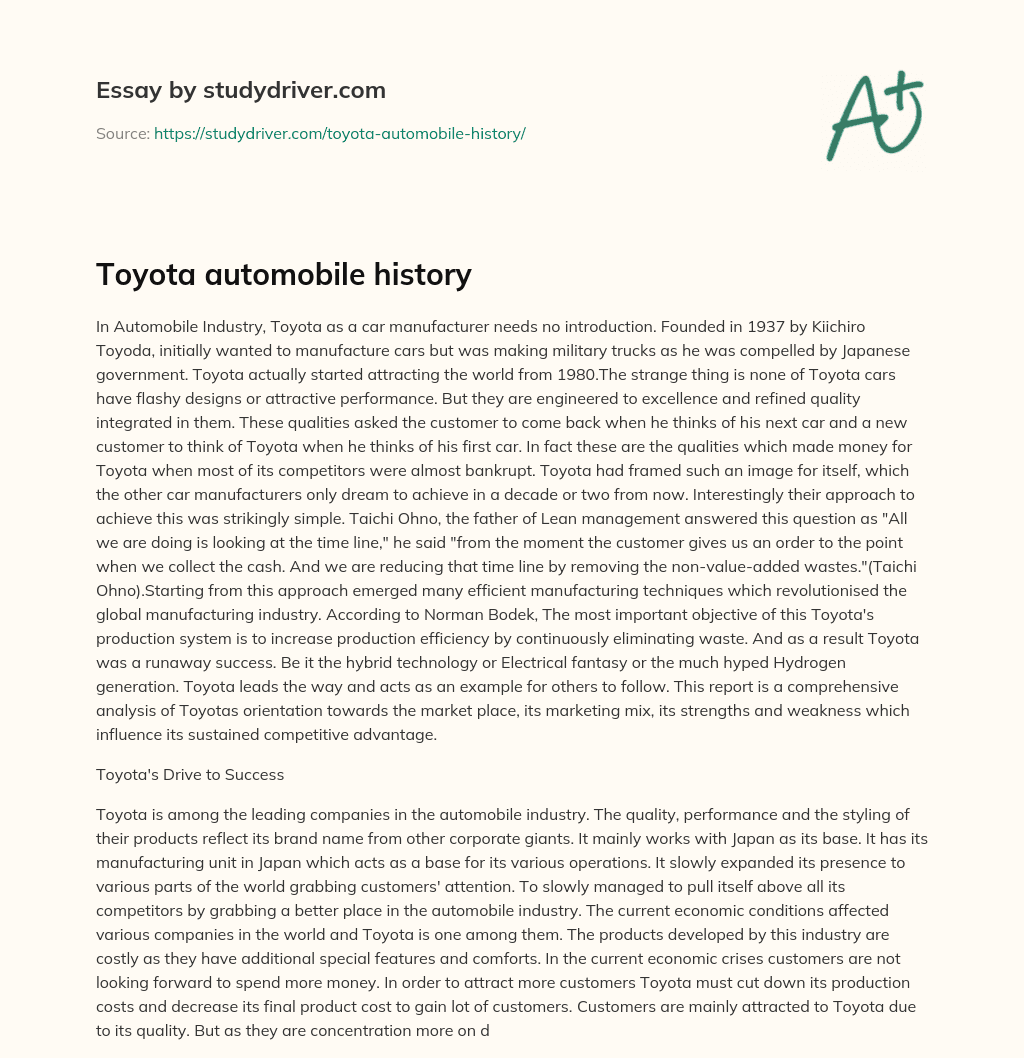 Toyota Automobile History essay