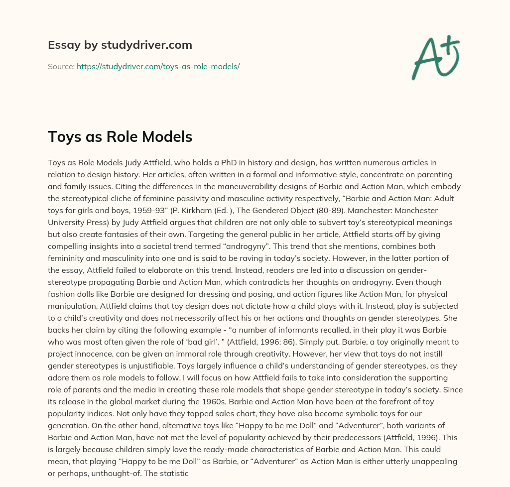 Toys as Role Models essay