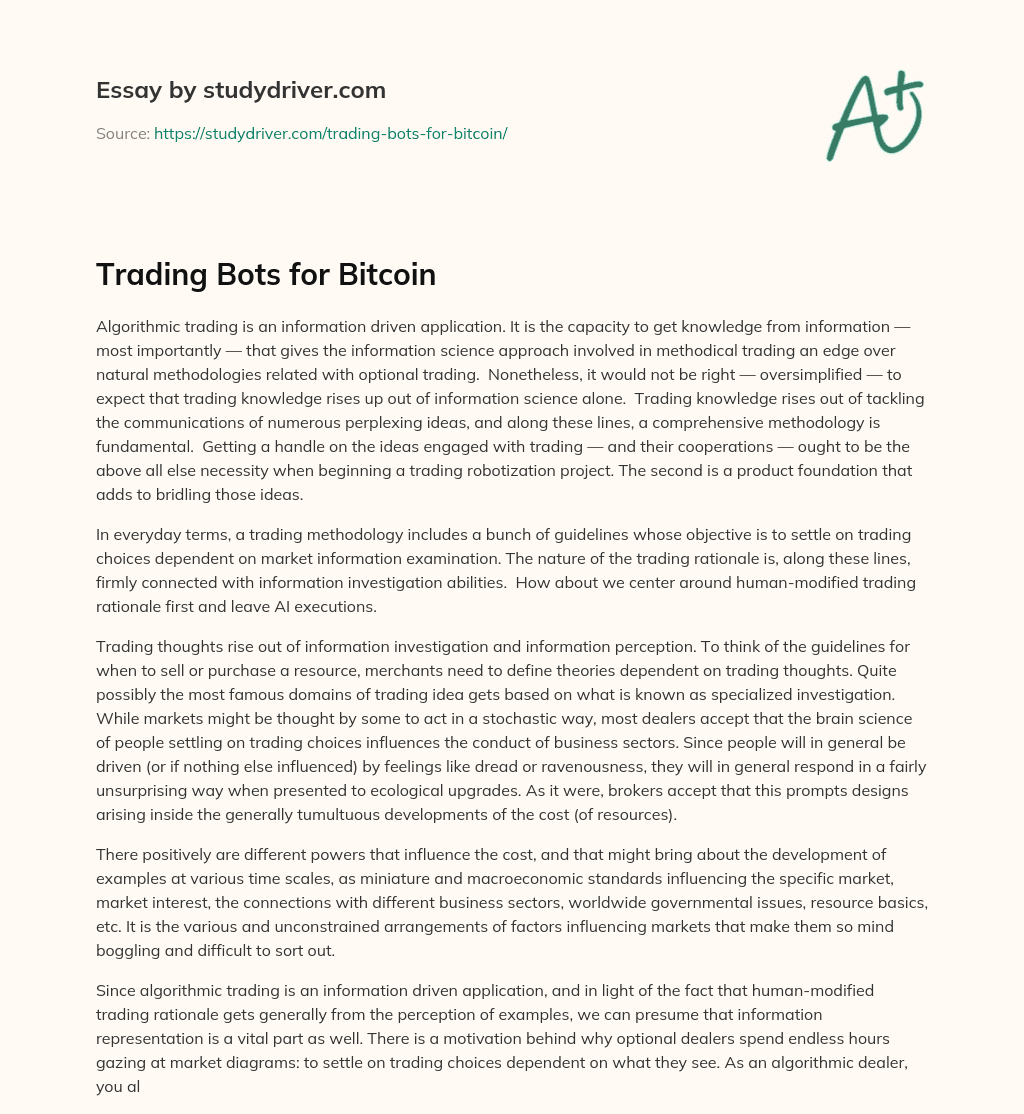 Trading Bots for Bitcoin essay
