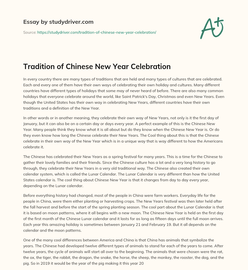 Tradition of Chinese New Year Celebration essay