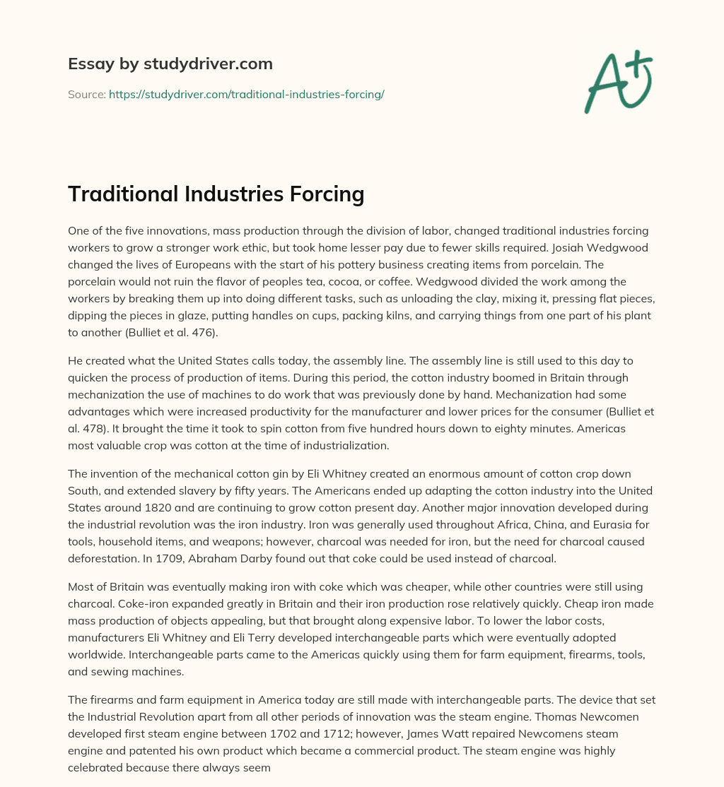 Traditional Industries Forcing essay