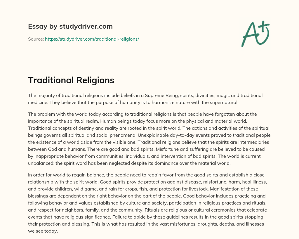 Traditional Religions essay
