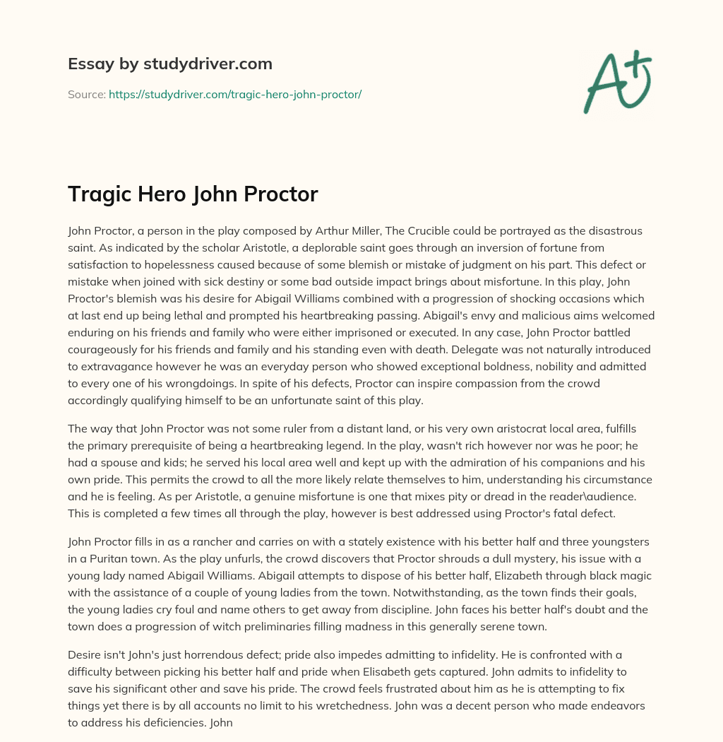 Tragic Hero John Proctor essay