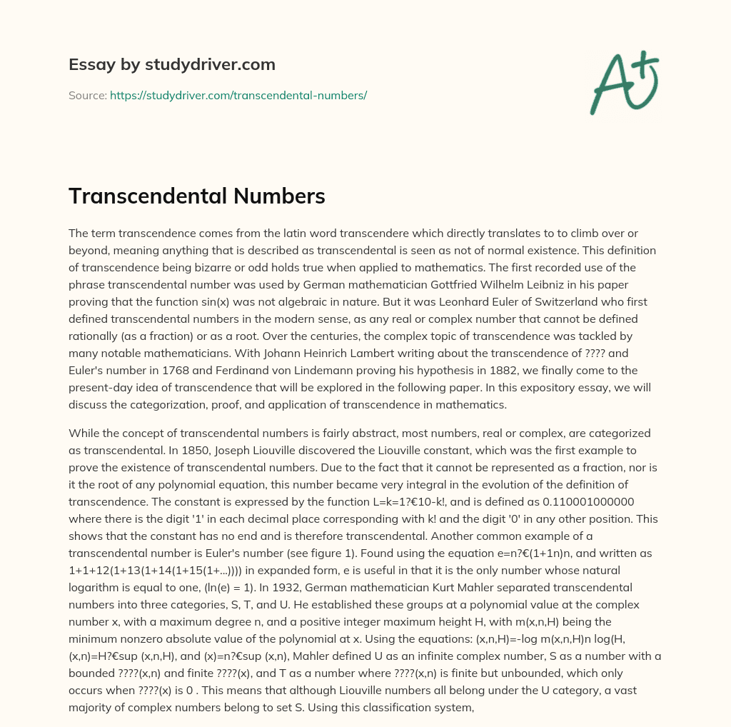 Transcendental Numbers essay