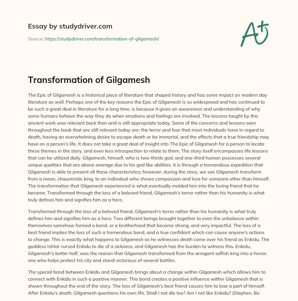 Transformation of Gilgamesh essay