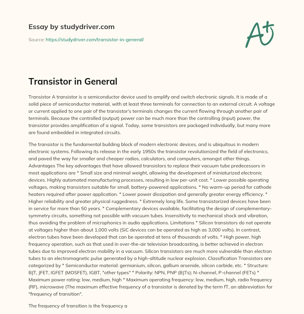 Transistor in General essay