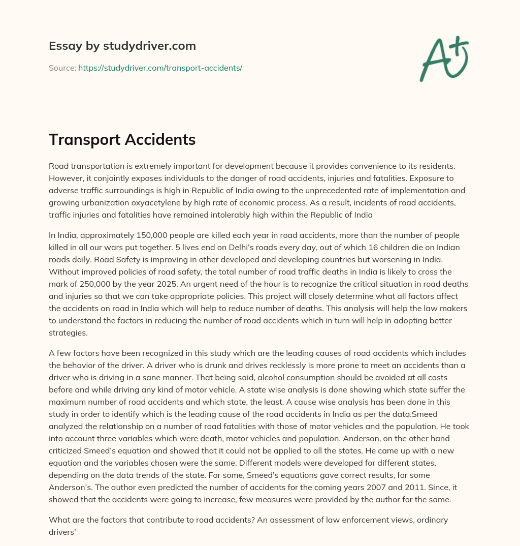Transport Accidents essay