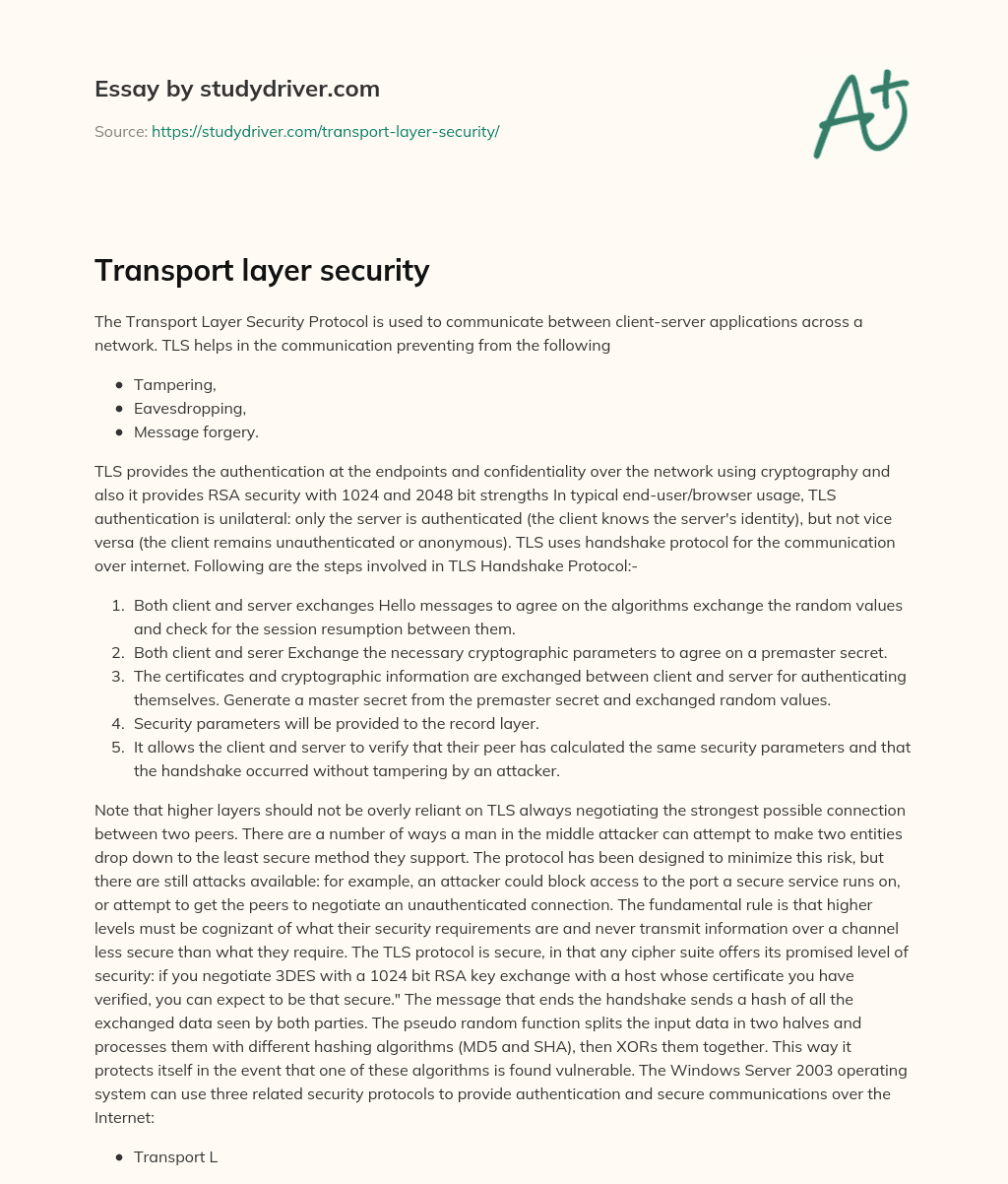 Transport Layer Security essay