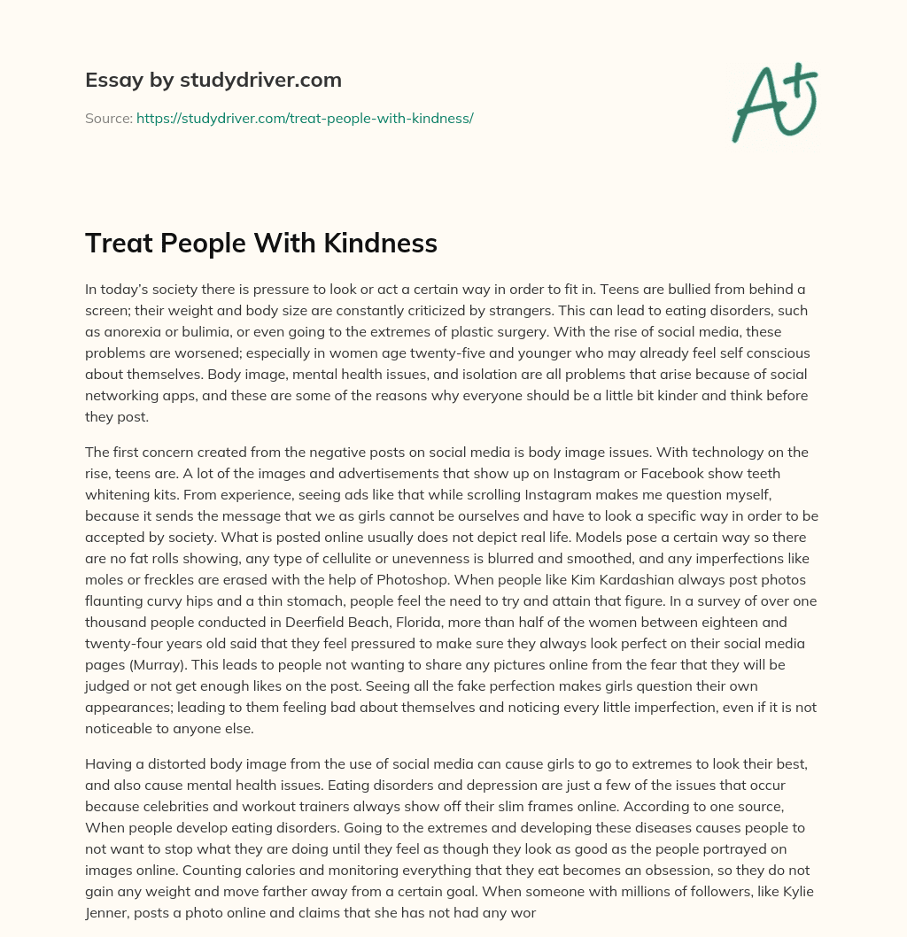 Treat People with Kindness essay