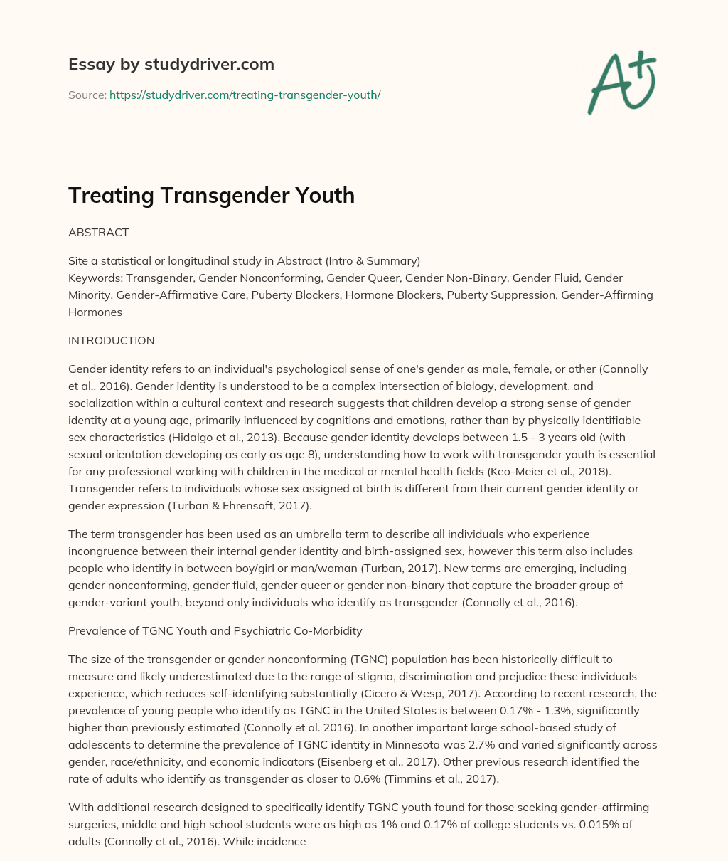 Treating Transgender Youth essay