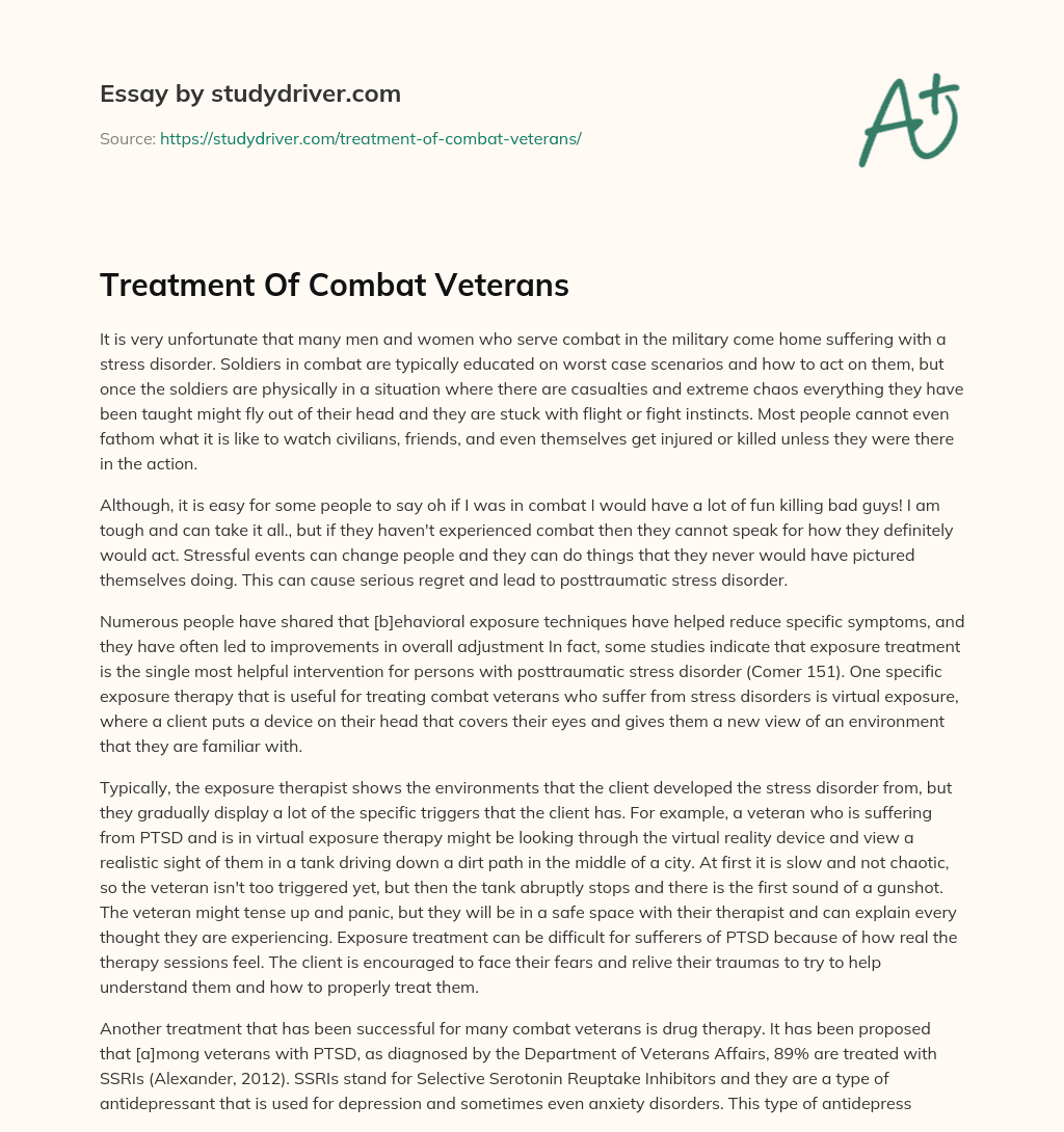 Treatment of Combat Veterans essay