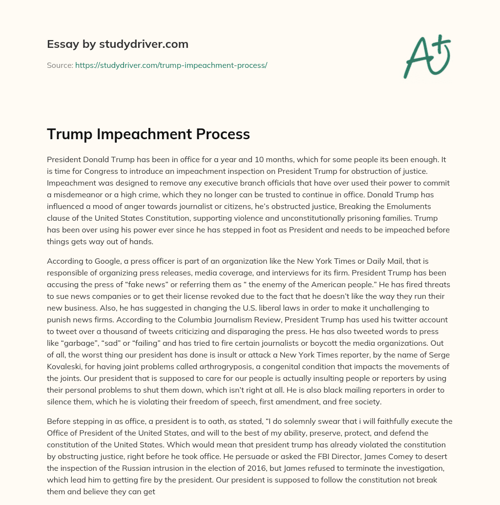 Trump Impeachment Process essay