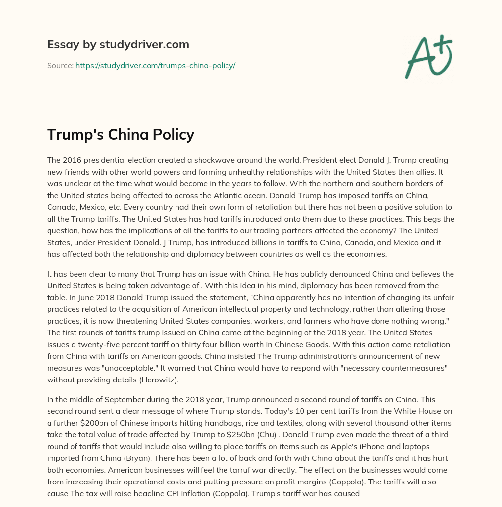 Trump’s China Policy essay