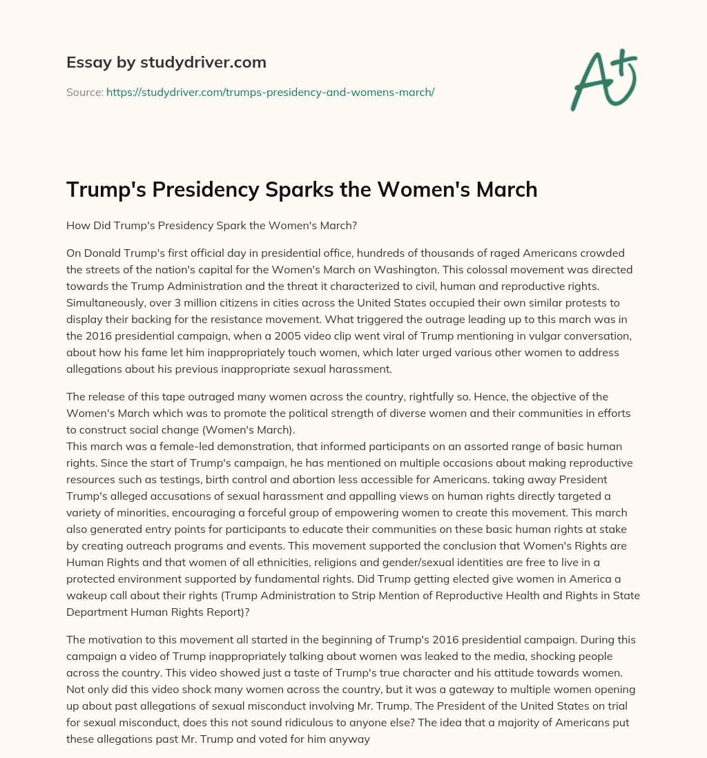 Trump’s Presidency Sparks the Women’s March essay
