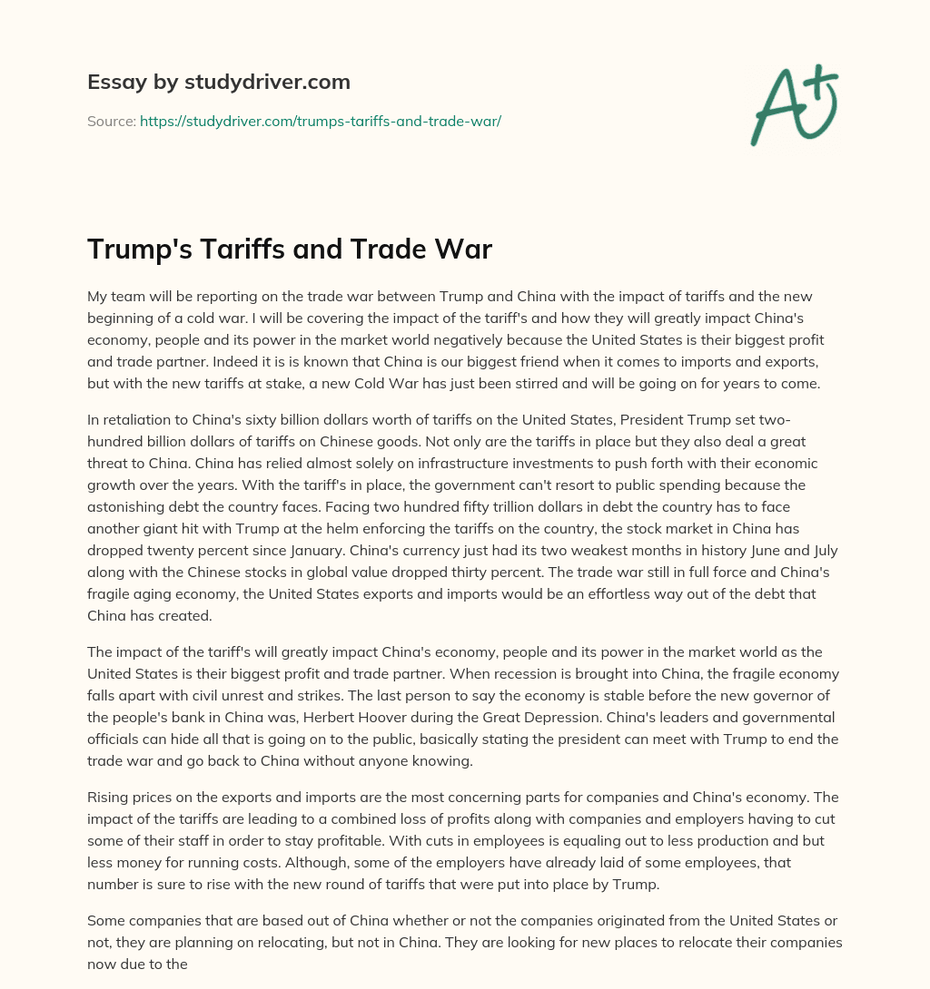 Trump’s Tariffs and Trade War essay