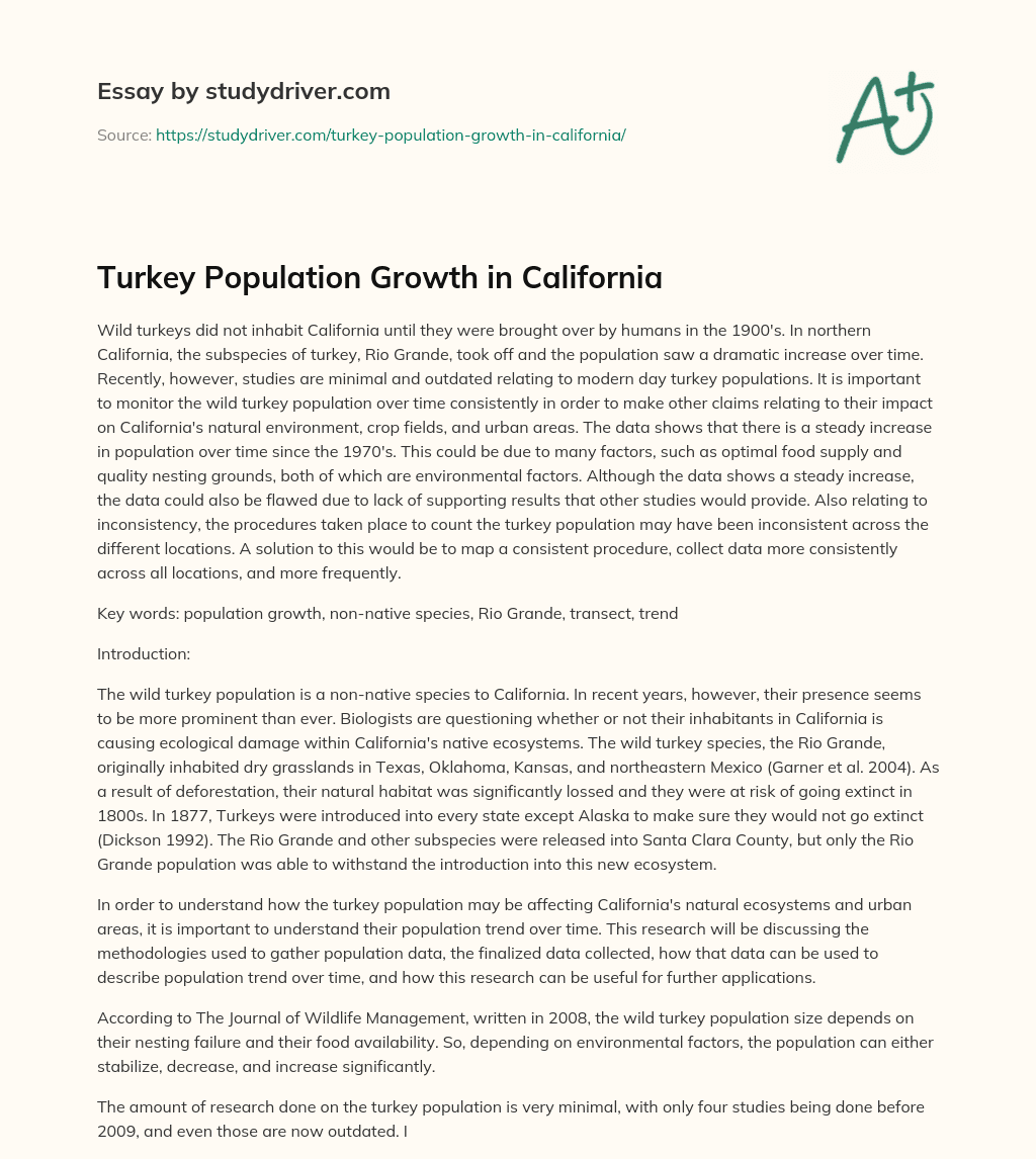 Turkey Population Growth in California essay