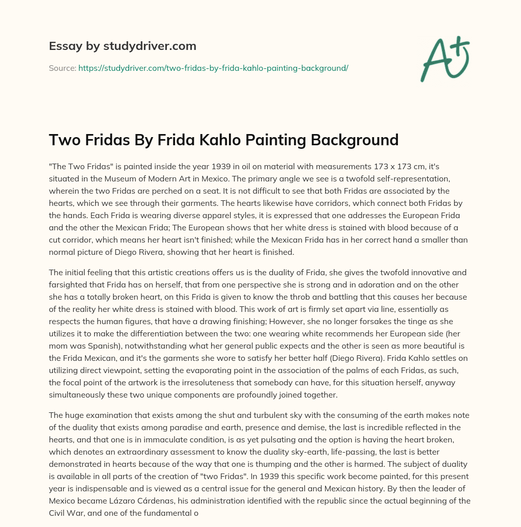 Two Fridas by Frida Kahlo Painting Background essay