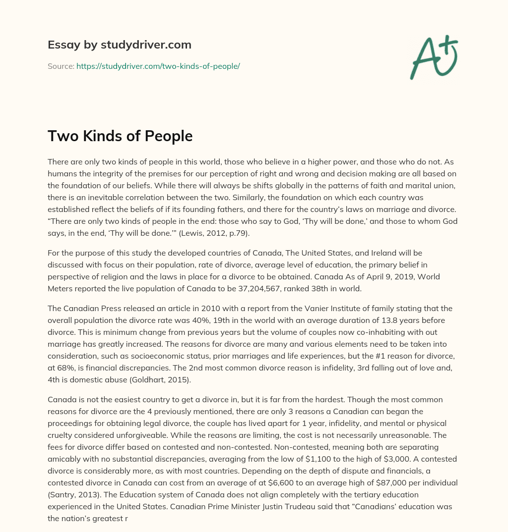 Two Kinds of People essay