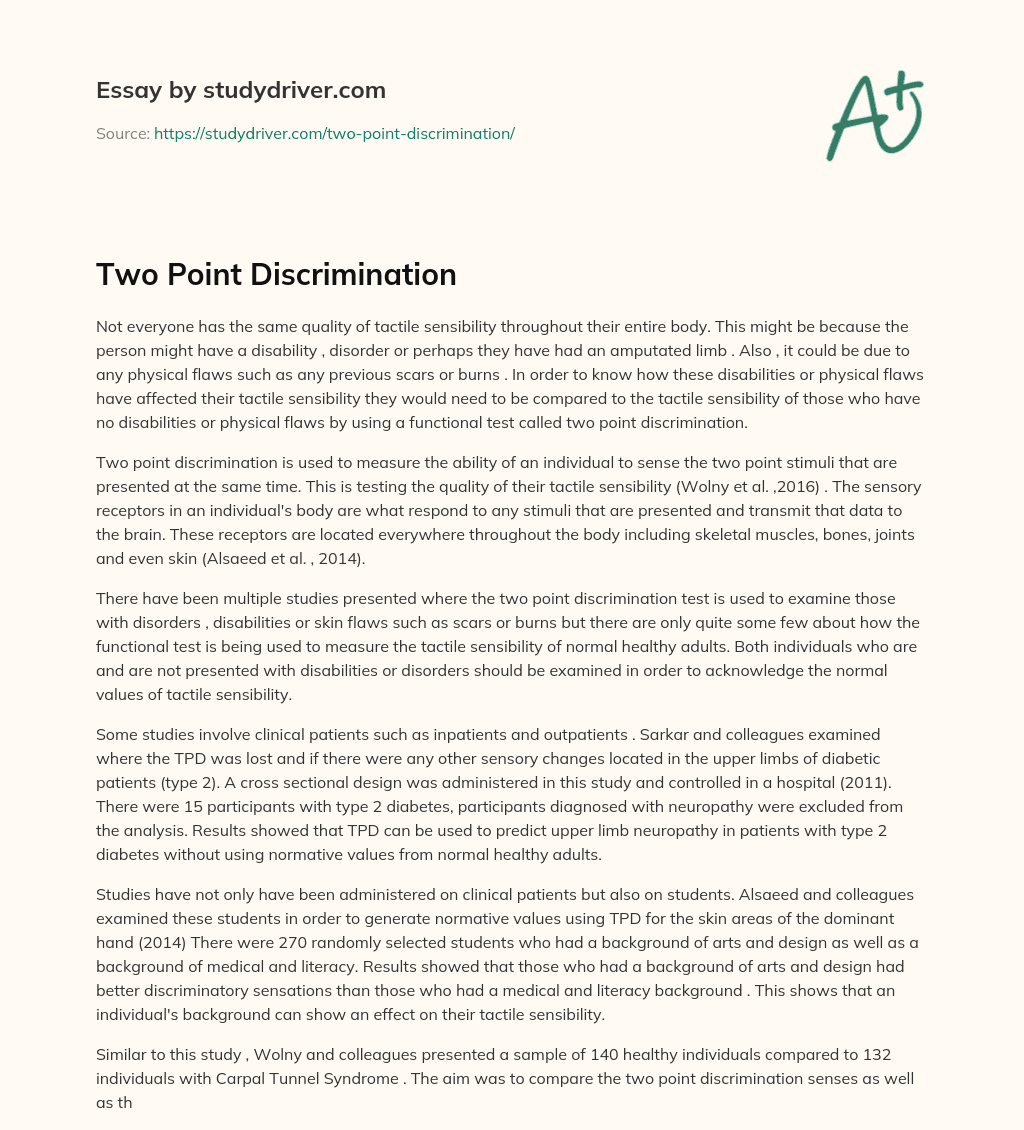 Two Point Discrimination essay