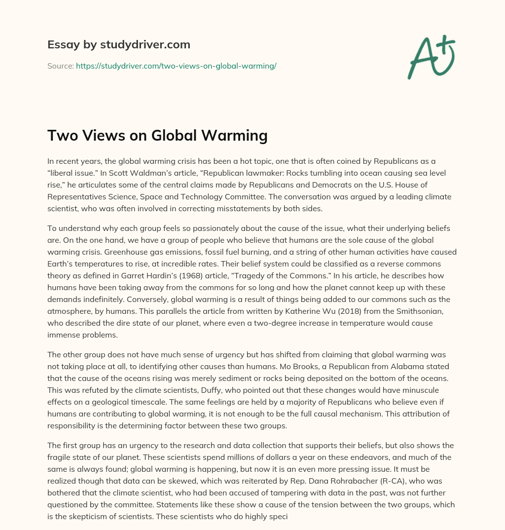 Two Views on Global Warming essay
