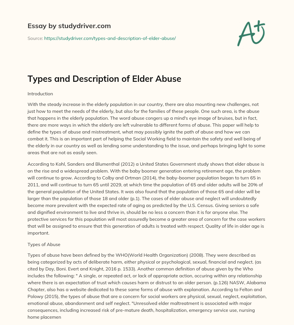 Types and Description of Elder Abuse essay